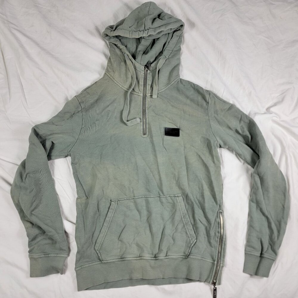 Criminal Damage Mens Medium Green Zip Hoodie Sweatshirt Long Sleeve Casual